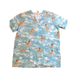 Disney Bambi Scrub Top Medical Dental Scrubs Size S